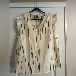 SHEIN blouse 3x. ruffle sleeve, cream & black